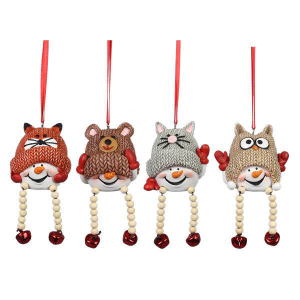 Item 601132 Snowman In Animal Stocking Hat Ornament