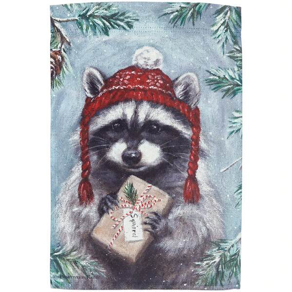 Item 642179 Winter Raccoon Garden Flag