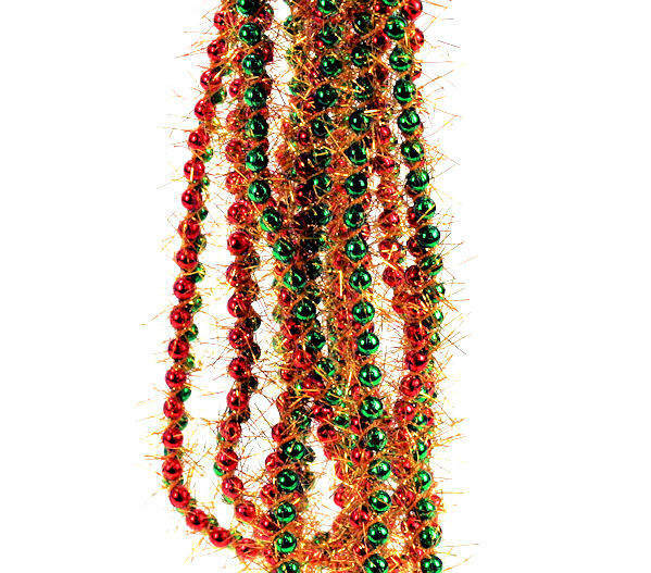 Item 808061 9 Foot Red/Green/Gold Bead/Tinsel Garland