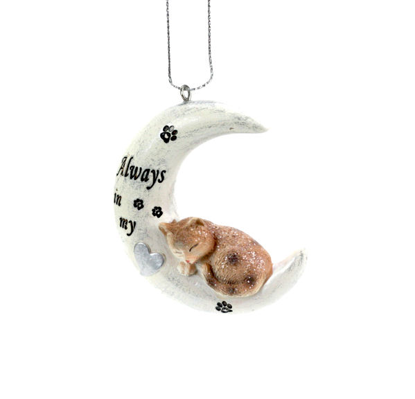 Item 833009 Moon With Sleeping Cat Ornament