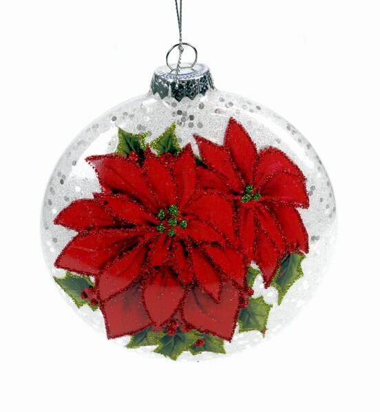 Item 844061 Poinsettia Disc Ornament