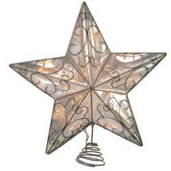 Item 100028 Lighted Silver Wire Snowfall Star Tree Topper With 10 Lights