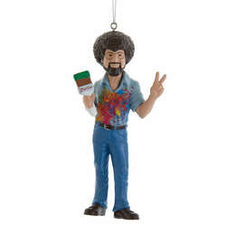 Item 100299 thumbnail Bob Ross With Paint Splatter Shirt Ornament