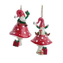 Item 100447 Gnome On Mushroom Ornament
