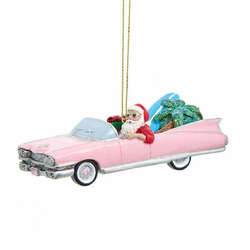 Item 100619 thumbnail Santa In Pink Cadillac Ornament
