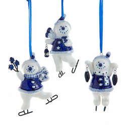Item 100776 thumbnail Blue Delft Ice Sakting Snowman Ornament