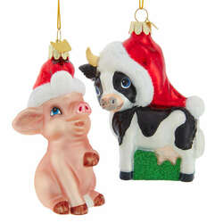Item 100834 thumbnail Noble Gem Cow/Pig With Santa Hat Ornament
