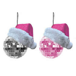 Item 100863 thumbnail Mirror Ball With Santa Hat Ornament