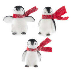 Item 100871 thumbnail Flocked Penguin With Red Scarf Ornament