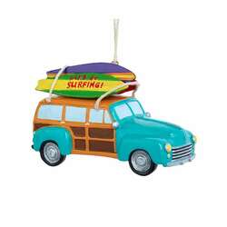 Item 100965 Woody Car With Surfboard Ornament