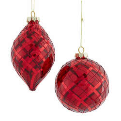 Item 101049 thumbnail Glass Striped Red Ball/Onion Ornament