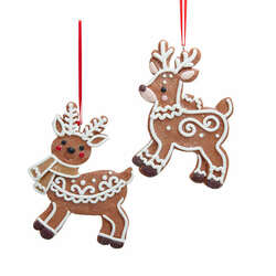 Item 101160 White Icing Gingerbread Deer Ornament
