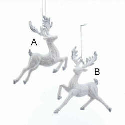 Item 101212 White/Silver Glitter Reindeer Ornament