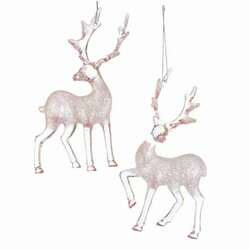 Item 101252 Pink Reindeer With Glitter Ornament