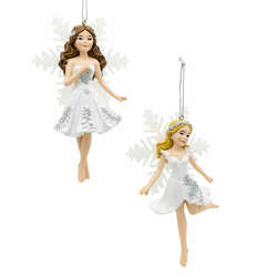 Item 101303 thumbnail Silver White Fairy With Snowflake Wings Ornament
