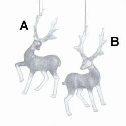 Item 101307 Clear/Silver Glitter Deer Ornament
