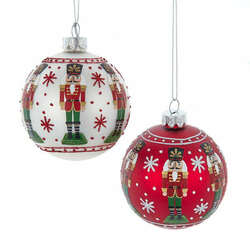 Item 101368 Nutcracker Design Glass Ball Ornament