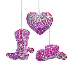 Item 101402 thumbnail Bedazzled Pink Western Ornament