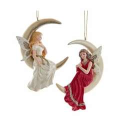 Item 101452 Cran Blush Fairies On Moon Ornament