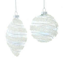 Item 101571 thumbnail Clear Ball/Drop With White Stripes Ornament