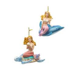 Thumbnail Mermaid On Dolphin/Turtle Ornament