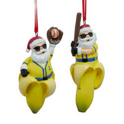 Item 101609 thumbnail Banana Santa Playing Baseball Ornament