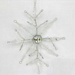 Item 101828 Clear and Silver Snowflake With Jewel Ornament
