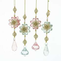 Item 101833 Pink/Green Snowflake Drop Ornament