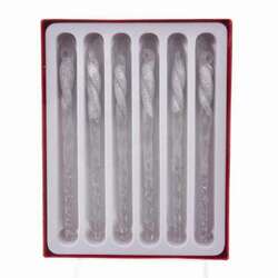 Item 101850 Twisted Frosted Silver Glitter Icicle Ornaments 6 Piece Set