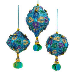 Item 101968 Peacock Finial Onion Ball Ornament