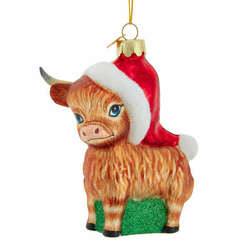 Item 102035 thumbnail Noble Gem Highland Cow Santa Hat Ornament