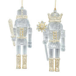 Item 102214 Clear Nutcracker With Gold Glitter Ornament
