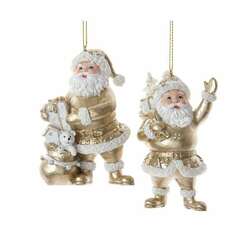 Item 102381 thumbnail Light Gold and White Santa Ornament