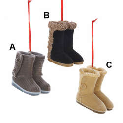 Item 102475 Flocked Boots Ornament