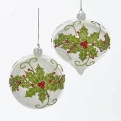 Item 102754 thumbnail Holly Design Ball/Onion Ornament