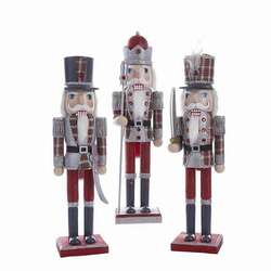 Item 102964 Red/Silver Plaid Soldier/King Nutcracker