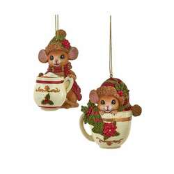 Item 103436 thumbnail Mouse Poinseta/Holly Leaf Ornament
