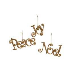 Item 103721 thumbnail Gold Glitter Peace/Noel/Joy Ornament