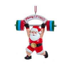 Item 103723 thumbnail Weightlifting Santa Ornament