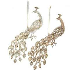Item 103741 Gold Peacock With Glitter Ornament