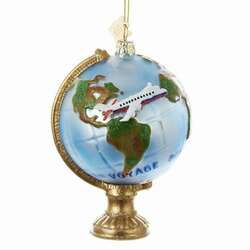 Item 103895 thumbnail Noble Gems Travel Globe With Airplane Ornament
