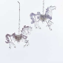 Item 103953 Dark Pink/Purple/Clear Sugar Plum Carousel Horse Ornament
