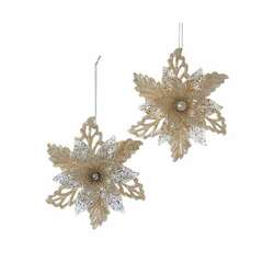 Item 104020 thumbnail Gold/Silver Poinsetta Ornament