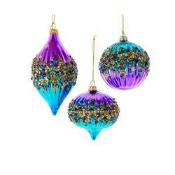 Item 104055 Glass Peacock Ball/Finial/Onion Ornament