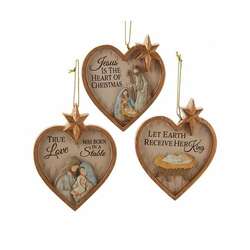 Item 104188 Heart Shaped Nativity With Saying Ornament
