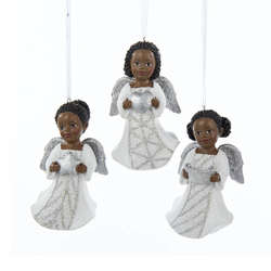 Item 104240 Silver/White African-American Angel Ornament