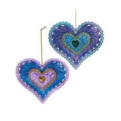 Item 104315 Peacock Colored Heart Ornament