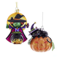 Item 104940 thumbnail Noble Gem Witch/Cat With Pumpkin Ornament