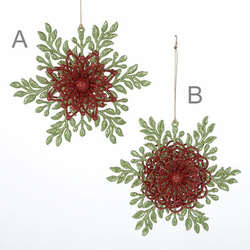 Item 105103 Green/Red Snowflake Ornament