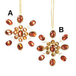 Item 105114 Orange Stone Snowflake Ornament